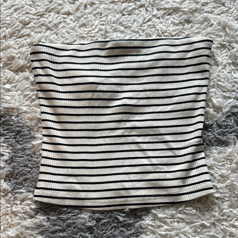 Striped Black and White Tube Top